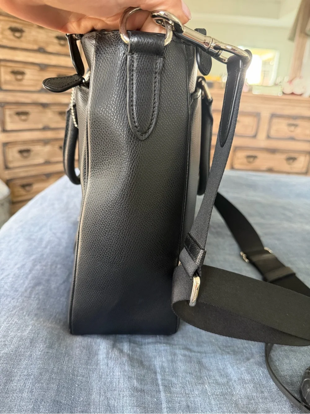 Coach F54775 Perry Metropolitan Black Leather Triple Compartment Briefcase